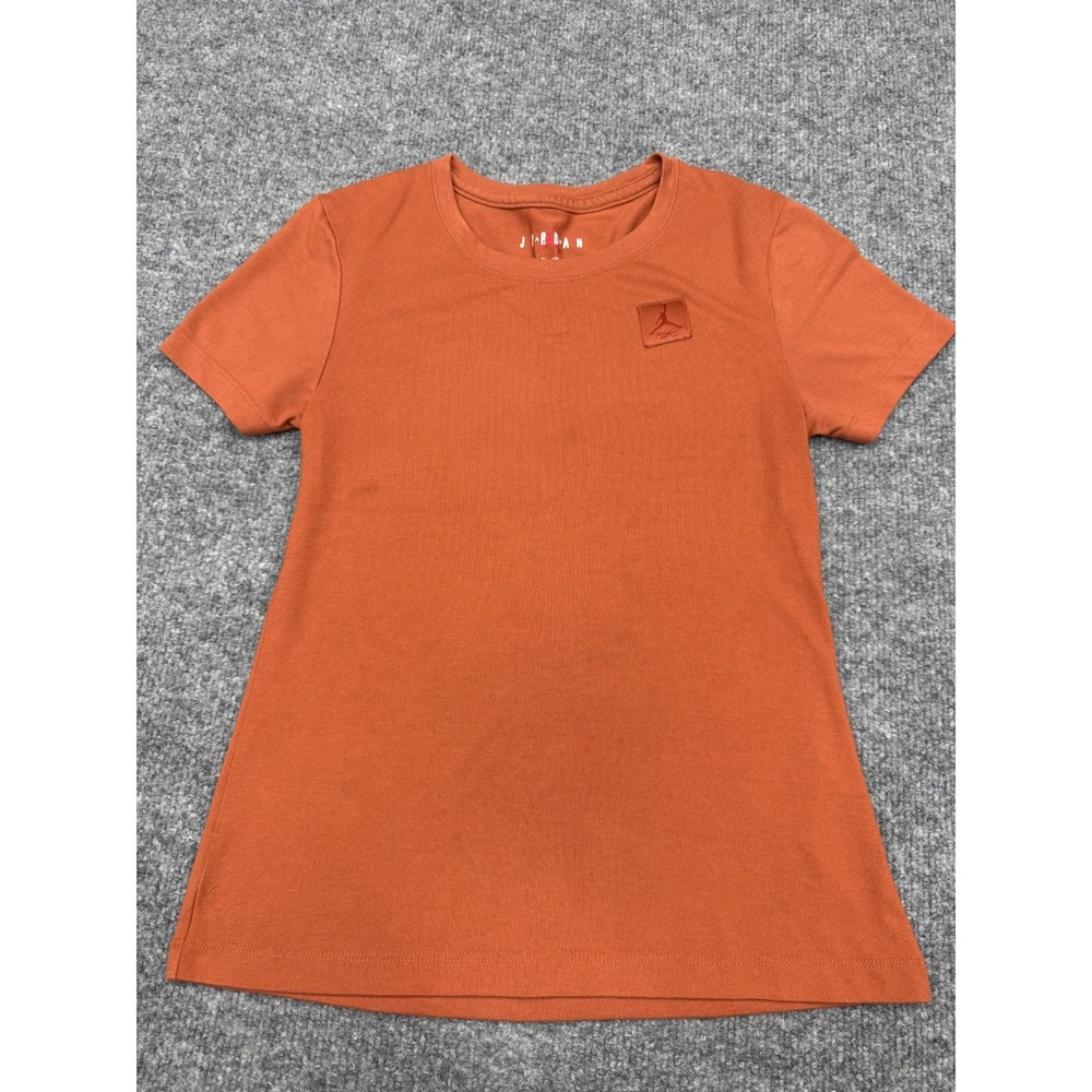 Jordan Girls Burnt Orange Jumpman Flight Patch Short Sleeve T-Shirt Size XS